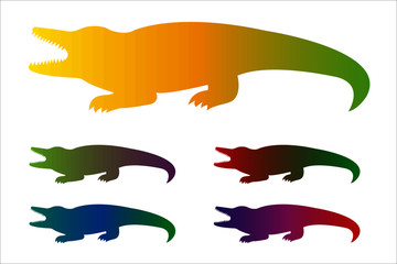 Crocodile icon, gradient silhouette on white background