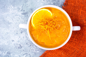Pumpkin puree soup with orange