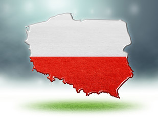 map of poland design with grass texture of soccer fields