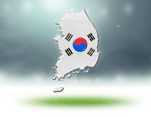 map of south korea design with grass texture of soccer fields