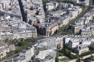 Paris in spring, view  from Eiffel tower