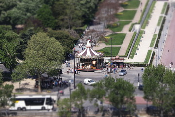 Paris in spring, view  from Eiffel tower