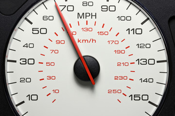 speedometer at 65 MPH