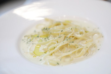fettucini pasta with cheese , italian food