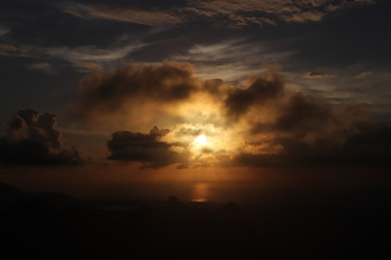 Sunset in Mauritius, view from mount Le Pouce
