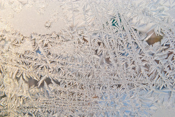 white frost on the window