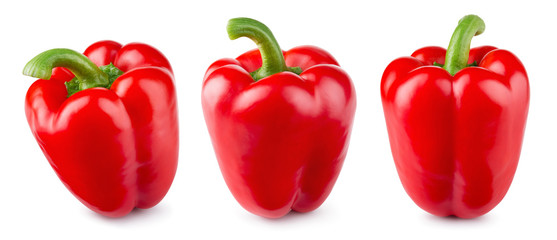 Paprika. Pepper red. Bell pepper isolated. Sweet red peppers. With clipping path. Full depth of field.