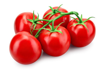 Tomato. Tomato branch. Tomatoes isolated on white. With clipping path. Full depth of field.
