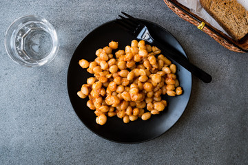 Turkish Cayeli Baked Beans with Bread and Water / Kuru Fasulye