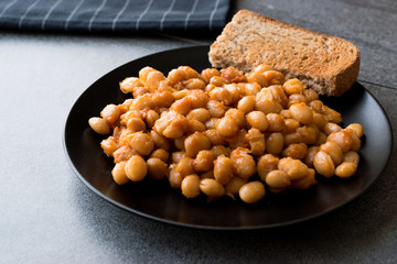 Turkish Cayeli Baked Beans with Bread and Water / Kuru Fasulye