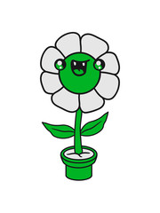 lachen gesicht blumentopf comic cartoon lustig süß niedlich blume blüten frühling hübsch schön blätter pflanze natur design cool clipart