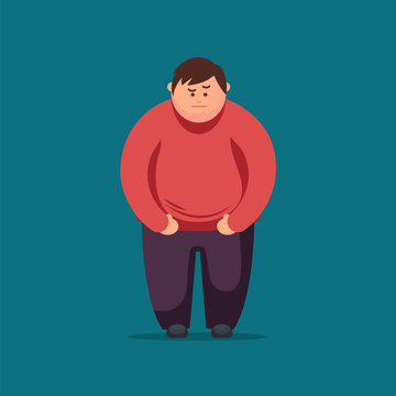 Angry Fat Man. Vector Flat Illustration