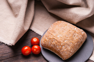 Homemade bread and tomatoes 