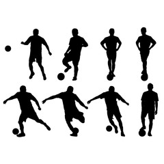 Fototapeta na wymiar Vector Silhouettes of Soccer Players