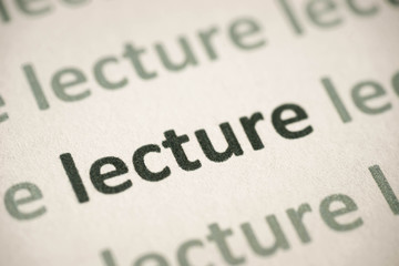 word lecture printed on paper macro