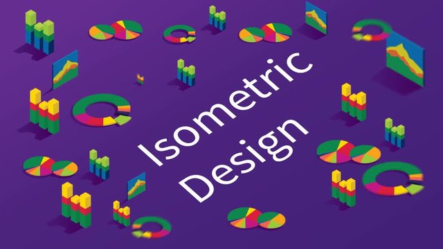 Isometric infographic for presentations video. Flat 3d design animation. Set of infographics with, Diagrams and other Vector Elements for Data and Statistics Presentation. Geometric stock footage