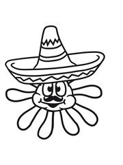 kopf mexiko mexikaner sombrero mustache hut party südamerika comic cartoon lebendig gesicht blume blüten frühling hübsch schön blätter pflanze natur clipart