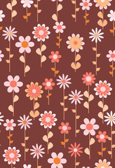 Beautiful seamless pattern with flowers in folk style. Seamless texture with flowers, vector. Good for wallpaper, print on fabric, paper products, surface decor and much more