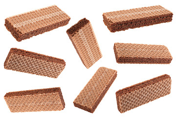 Brown wafers stick collection on white