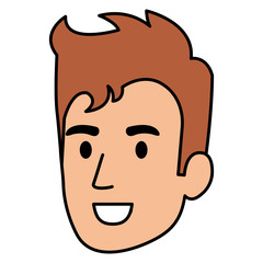 young man head avatar character vector illustration design