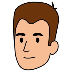 young man head avatar character vector illustration design