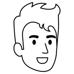 young man head avatar character vector illustration design