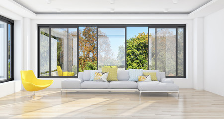 Fototapeta premium Modern bright interiors apartment 3D rendering illustration