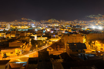Night view of Cuzco city