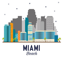 Fototapeta premium miami beach cityscape scene vector illustration design
