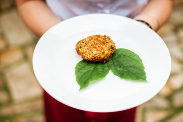 Vegetarian cutlet on a plate