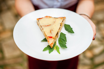 Veggie pizza on a plate