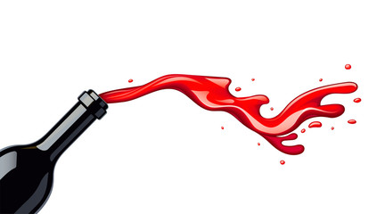 Wine bottle and beverage splash. Sommelier concept design.