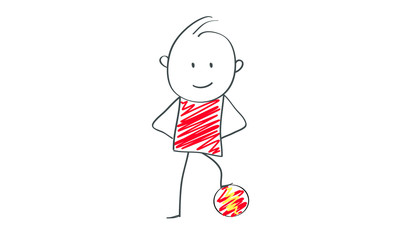 Stick figures: Flat illustration with soccer ball