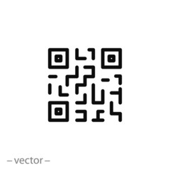qr code icon, line sign - vector illustration eps10