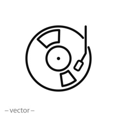 retro vinyl record icon - line sign, vector illustration eps10