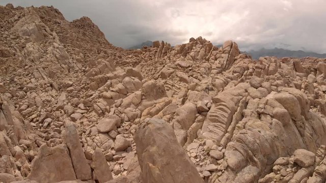 Aerial Shot of Mount Whitney and Rocky Canyon in Sierra Nevada Mountains California USA