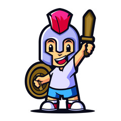 Mini spartan Mascot Design Vector