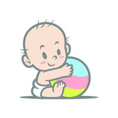 Baby with Ball Mascot Design Vector