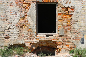 destroyed old windows in castle