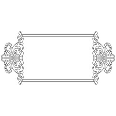 Vintage border frame engraving with retro ornament pattern in antique baroque style decorative design. Vector