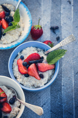 Oatmeal porridge with spring strawberry