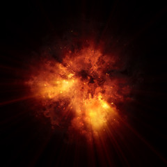 Fire explosion isolated on black background