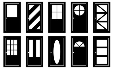 Set of different doors isolated on white
