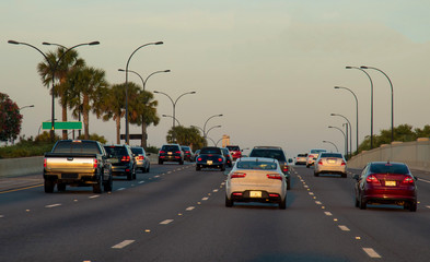 Cars on the road. Highway.