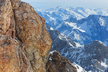 winter mountain stones background