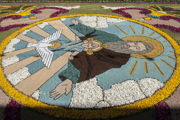 Detalle de una de las alfombras del Corpus Christi de Ponteareas, Galicia