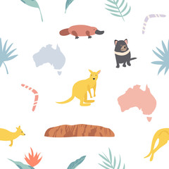 Seamless pattern with koalas and leaves