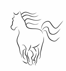 running horse on a white background