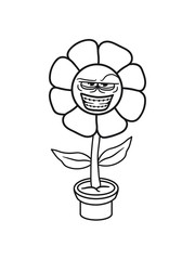 gesicht böse blumentopf comic cartoon lustig süß niedlich blume blüten frühling hübsch schön blätter pflanze natur design cool clipart