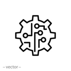 gear electronic icon, circuit board line sign - vector illustration eps10